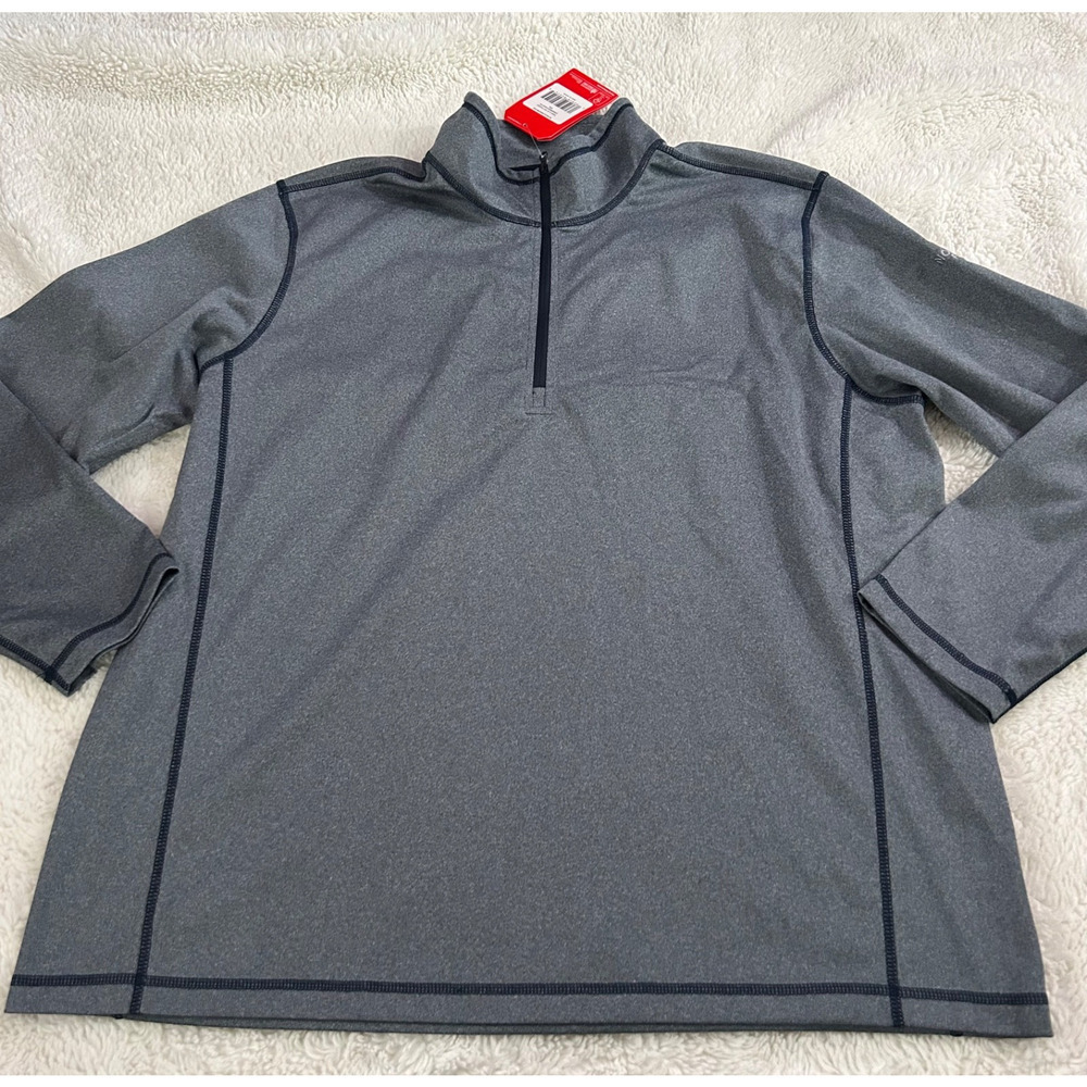 NWT North Face Sweater Mens 2XL Gray Tech 1/4 Zip Fleece Pullover Outdoors Hikin - Picture 2 of 9